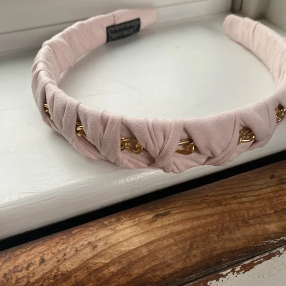Anthropologie Pink Braided Gold Chain Headband - Picture 4 of 5